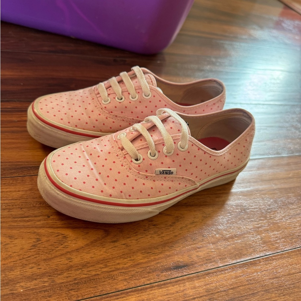 Vans Pink and White Polka Dot Shoes